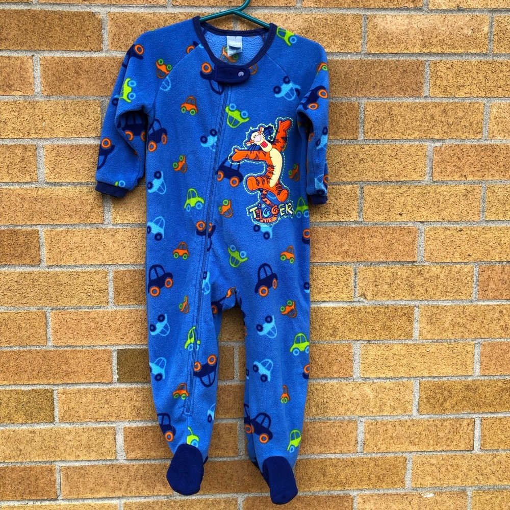 Disney baby Tigger Fleece sleeper one piece footed pjs boys size 24m blue💙